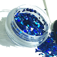 Ромбики для дизайну нігтів, Синій голографік, 1 000 шт.