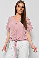 Блуза женская полубатальная с коротким рукавом пудрового цвета 176176L