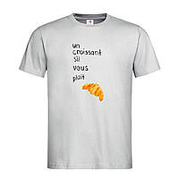 Светло-серая мужская/унисекс футболка С печатью Париж круассан (25-3-9-світло-сірий меланж)