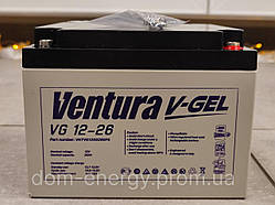 Акумулятор 26 Аh тяговий гелевий Ventura VG 12-26 для роутера маршрутизатора котла ДБЖ АКБ GEL AGM