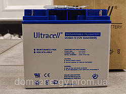Акумулятор гелевий Ultracell UCG22-12 для інвертора котла тяговий ДБЖ АКБ GEL 22 Аh