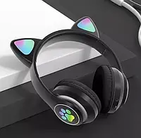 Бездротові дитячі Bluetooth-навушники з вушками та підсвіткою Cat-23M Чорний GRI