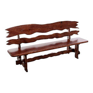 Лавка з дерева скамейка садова зі спинкою з масиву дерева Хутір 2м лава під старовину на терасу для дачі