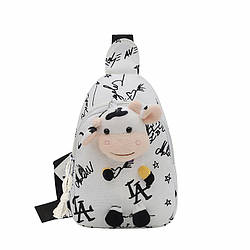 Дитяча нагрудна сумка рюкзак A-407 Cow на одне відділення з ремінцем White