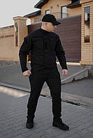 Тактический полевой костюм АК Tactical черный рипстоп Военная форма комплект китель и штаны