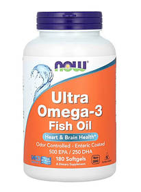 Ультраомега-3 (Ultra Omega-3) NOW Foods, 180 капсул