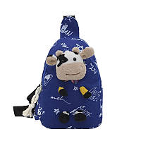 Детская нагрудная сумка рюкзак A-407 Cow на одно отделение с ремешком Blue