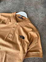 Мужская футболка "поло" TNF (бежевая) повседневная с воротником и застежкой "поло" Турция Мо71-4