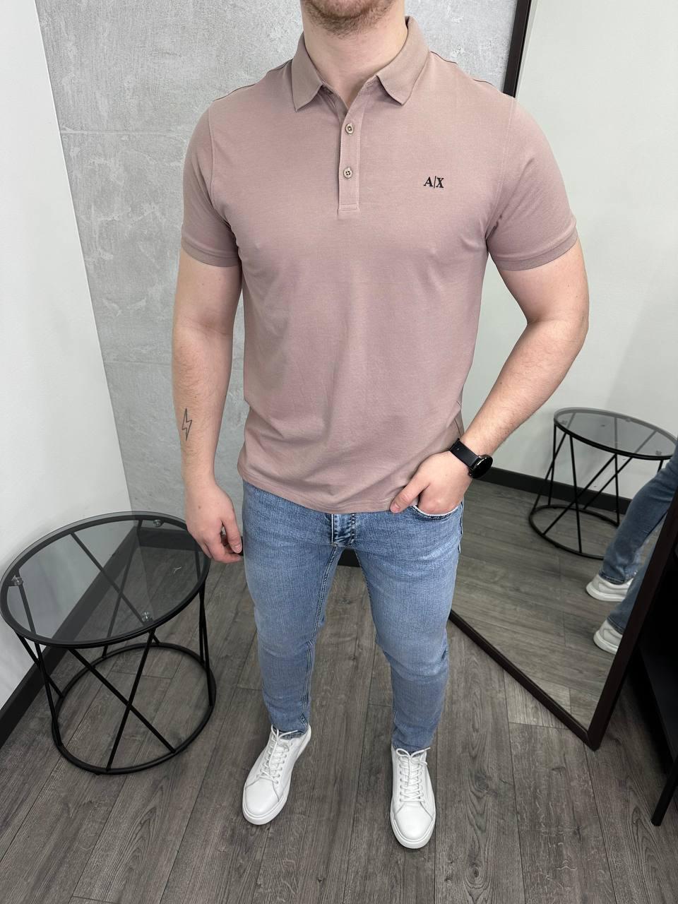 Чоловіча футболка поло БАТАЛ Armani Exchange H4350 бежева
