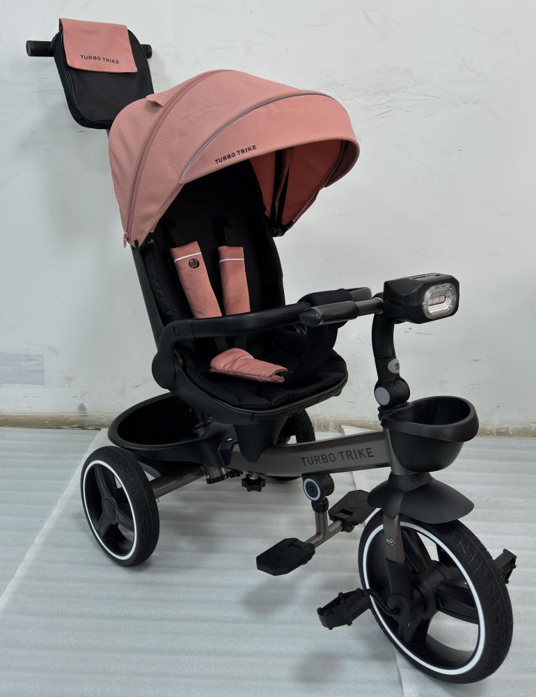 Дитячий триколісний велосипед — коляска Turbo Trike MT 1002-6 з батьківською ручкою Рожевий, фото 1