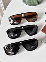 Мужские солнцезащитные очки авиатор POLARIZED в стильной оправе, Черные/Коричневые