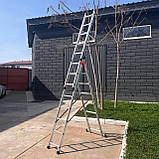 3х секційна драбина стремянка 8 щаблів розсувна Техпром, фото 7