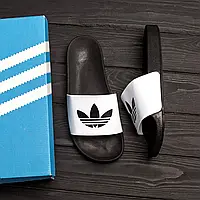 Шлепанцы мужские Adidas кожаные, белые тапочки, тапки (Адидас) ЧИТАЙТЕ ОПИСАНИЕ