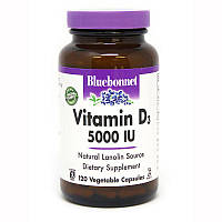 Витамины и минералы Bluebonnet Vitamin D3 5000 IU, 120 вегакапсул CN5199 VB