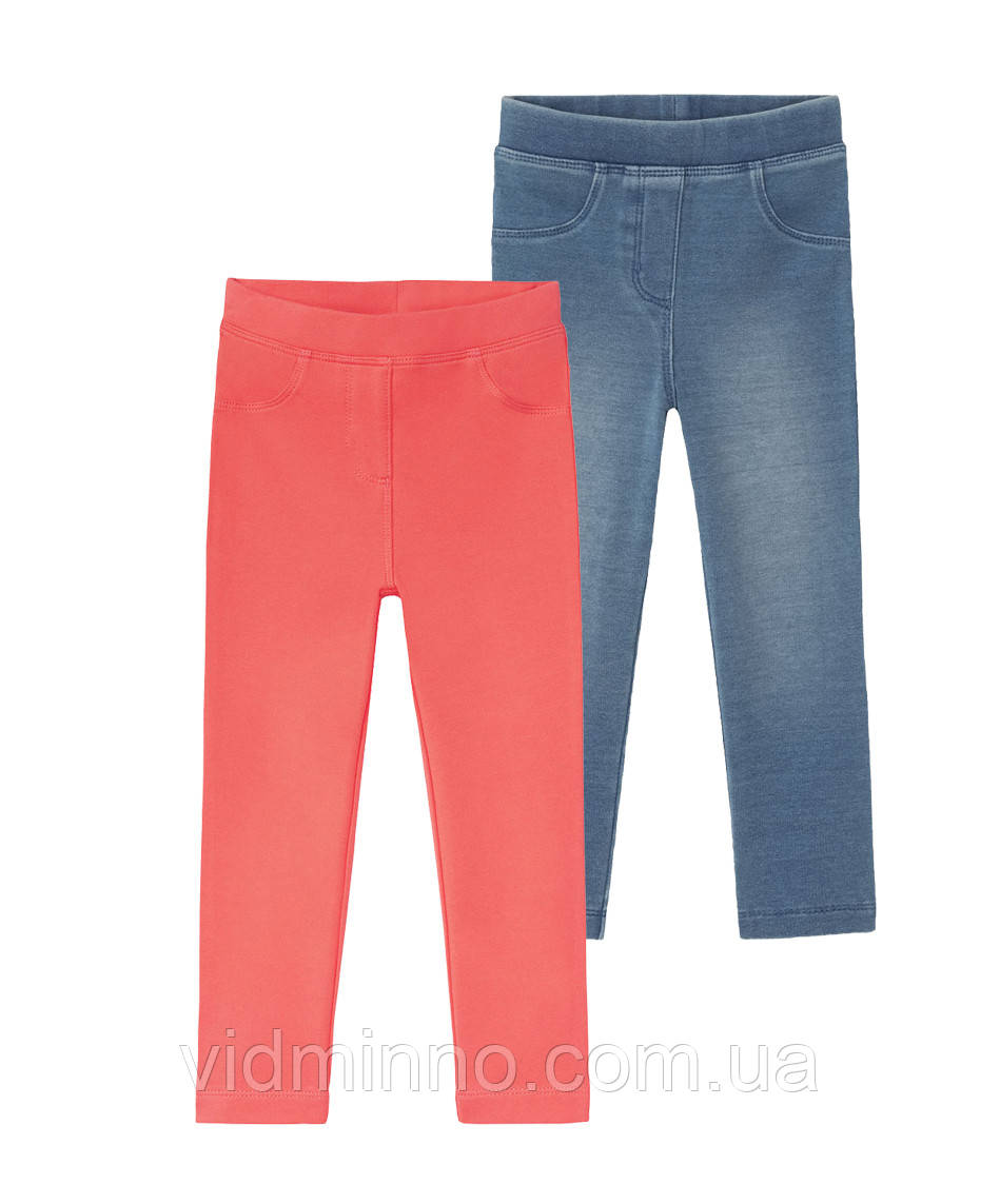 Штани трегінси Lupilu на дівчинку (набір) р.86-92 - 12-24 місяці - персикові + блакитні, фото 1