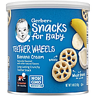 Gerber,  Teether Wheels, кільця для прорізування зубів, для малюків від 10 місяців, зі смаком банану та вершків, 42 г (1,48 унції)