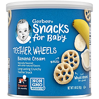 Gerber, Teether Wheels, кільця для прорізування зубів, для малюків від 10 місяців, зі смаком банану та вершків, 42 г (1,48 унції)