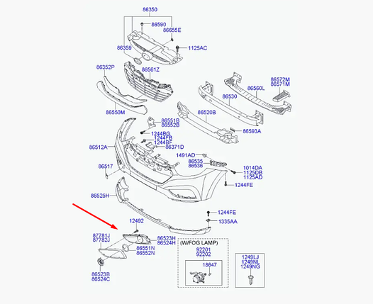 Решітка протитуманної фари права Hyundai IX35 TUCSON 2009 - Hyundai 865862S300 оригінал, фото 1