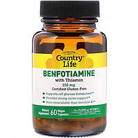 Витамины и минералы Country Life Benfotiamine with Thiamine, 60 вегакапсул CN9707 VB