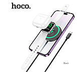 Зарядний бездротовий пристрій Hoco CW50 3в1 SafeMag 15W Type-C магнітний для телефону/годинника/навушників, фото 4