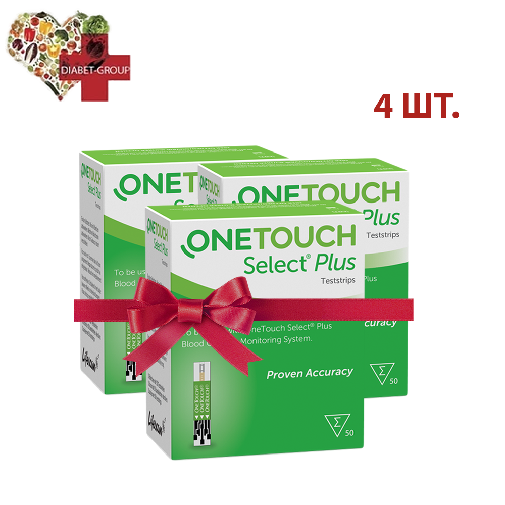 Тест-смужки Ван Тач Селект Плюс 50 шт. (One Touch Select Plus) (4 упаковки)