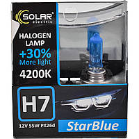 Лампа 12V H7 55W SOLAR StarBlue 4200 кв [1247S2] (Синє Світло) (БОКС)