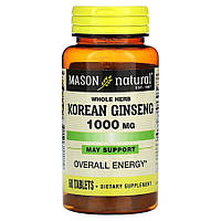 Натуральная добавка Mason Natural Whole Herb Korean Ginseng, 60 таблеток CN13509 VB