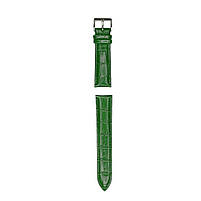 Ремінець шкіряний для годинника 20 мм зелений, пряжка - срібляста, фото 4
