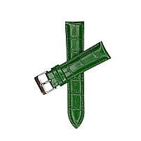 Ремінець шкіряний для годинника 20 мм зелений, пряжка - срібляста, фото 2