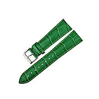 Ремінець шкіряний для годинника 20 мм зелений, пряжка - срібляста, фото 3
