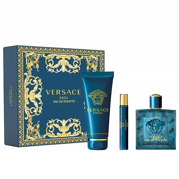 Набір Versace Eros для чоловіків — set (edt 100 ml + edt 10 ml mini + sh/g 150 ml)