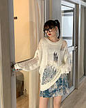 Светр оверсайз рваний жіночий в'язаний туніка, фото 5