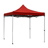 Усиленный раздвижной шатер-гармошка на белом каркасе 3х3 м Красный Тент для уличной торговли