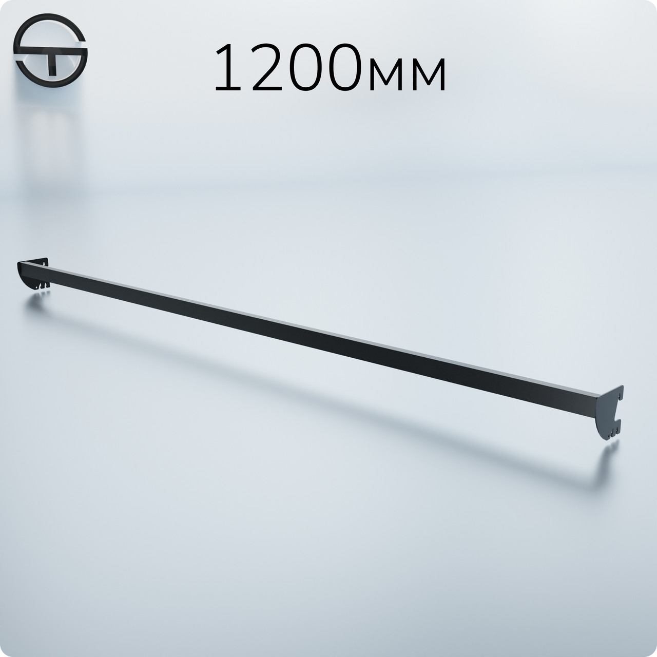 Тримач кронштейна L12-3115 s1,2 (тр.30x15), чорний. Рейки-опори комплектуючі до торгового обладнання, фото 1