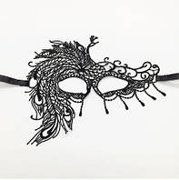 Ажурная маска Павлин 17 на 14 см черный