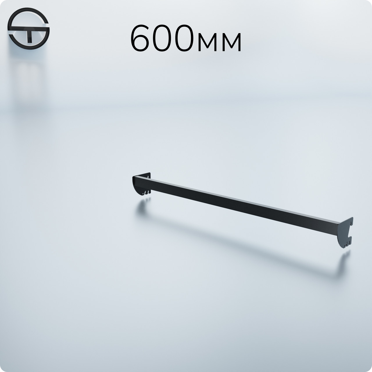 Тримач кронштейна L6-3115 s1,2 (тр.30x15), чорний. Рейки-опори комплектуючі до торгового обладнання, фото 1