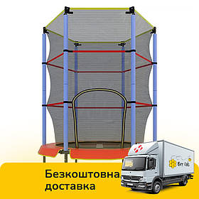 Дитячий батут на пружинах із сіткою (діаметр 140 см) Tilly RJ-0084 Червоний із синім