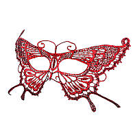 Маскарадная маска для лица Бабочка на завязках 23 на 10 см красный