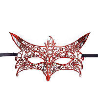 Маскарадная маска Лис праздничная 23 на 15 см красный