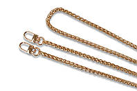 Ручка-цепь для сумки металл круглая объемная 120*0.6 см, карабин поворотный, золото