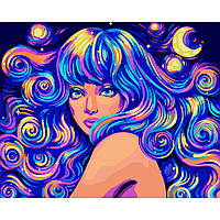 Картина за номерами SANTI Космічна дівчина 40*50 см неонові фарби ©pollypop92