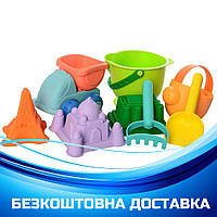 Набор для игры с песком (ведёрко, самосвал, катер, лейка, лопата, грабли, формочки, 2 цвета) DL29