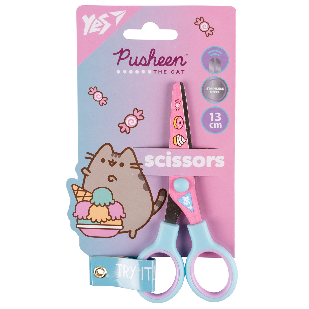 Ножиці Yes Pusheen 13см з принтом на лезі, фото 1
