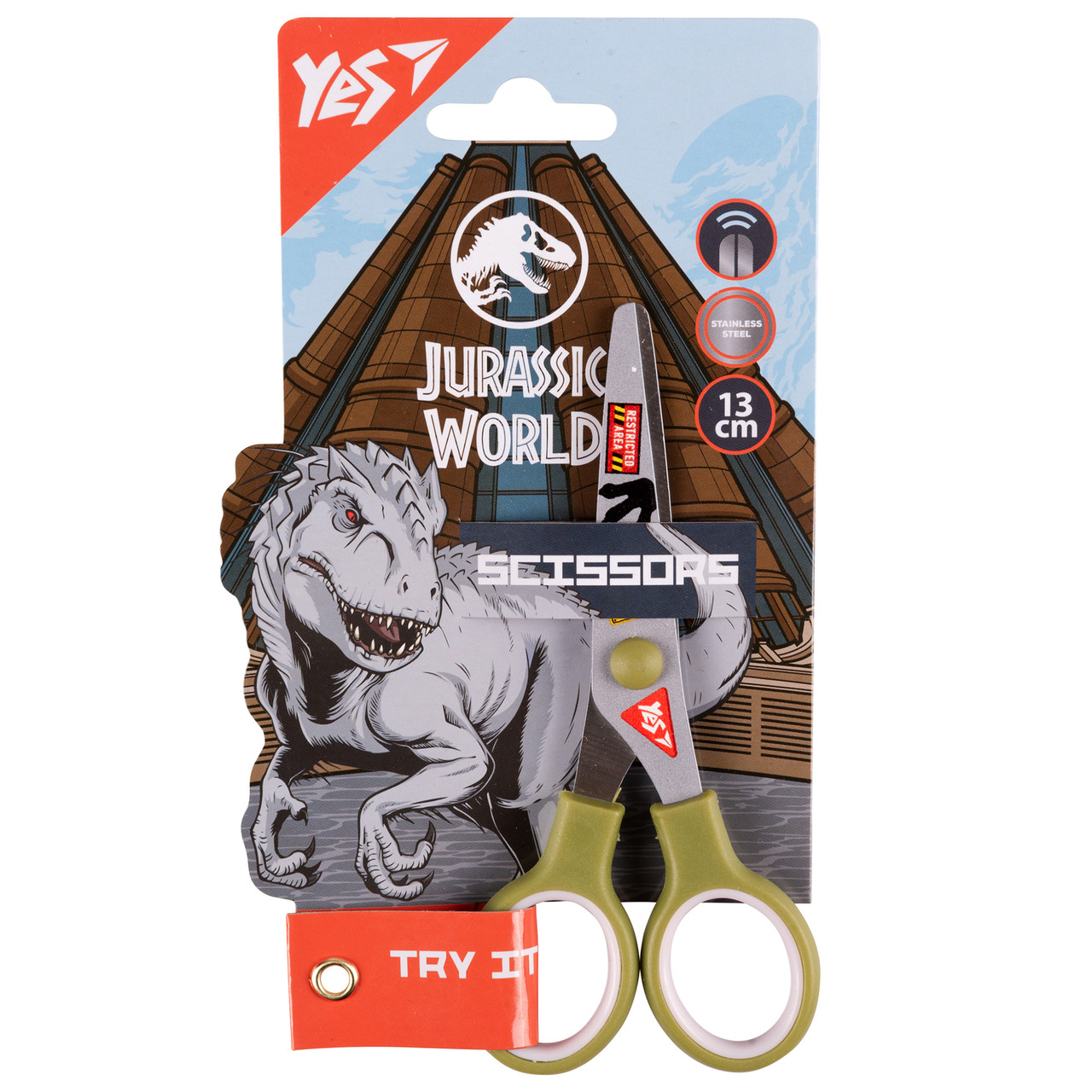 Ножиці Yes JURASSIC WORLD 13см з принтом на лезі, фото 1