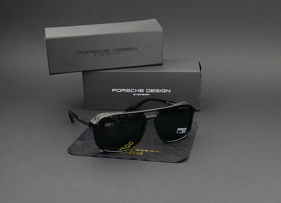Окуляри чоловічі сонцезахисні Porsche Design поляризаційні (арт. P980) чорні глянцеві, фото 4