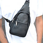 Сумка з натуральної шкіри, слінг чоловічий чорний, барсетка, крос боді, Практична сумка-месенджер