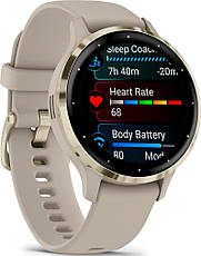 Смарт-годинник Garmin Venu 3S Soft Gold S. Steel Bezel with Ivory Case and S. Band (010-02785-04), фото 3
