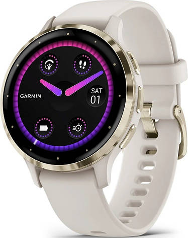 Смарт-годинник Garmin Venu 3S Soft Gold S. Steel Bezel with Ivory Case and S. Band (010-02785-04), фото 1