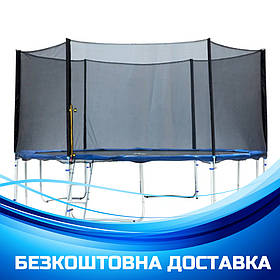 Дитячий батут на пружинах із сіткою та сходами 427 см 168" Tilly RJ-0089 Синій