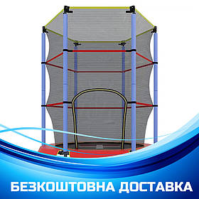 Дитячий батут на пружинах із сіткою (діаметр 140 см) Tilly RJ-0084 Червоний із синім